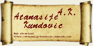 Atanasije Kundović vizit kartica